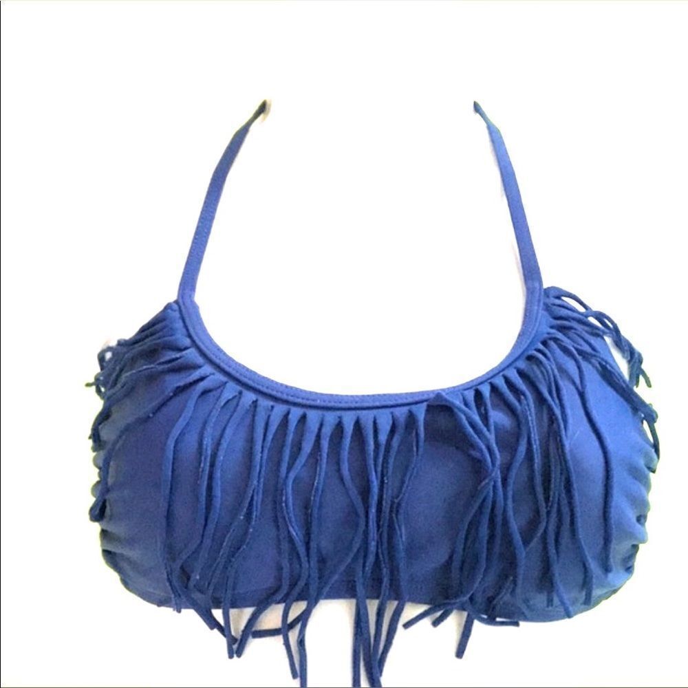 Fringe Bikini Top Blue